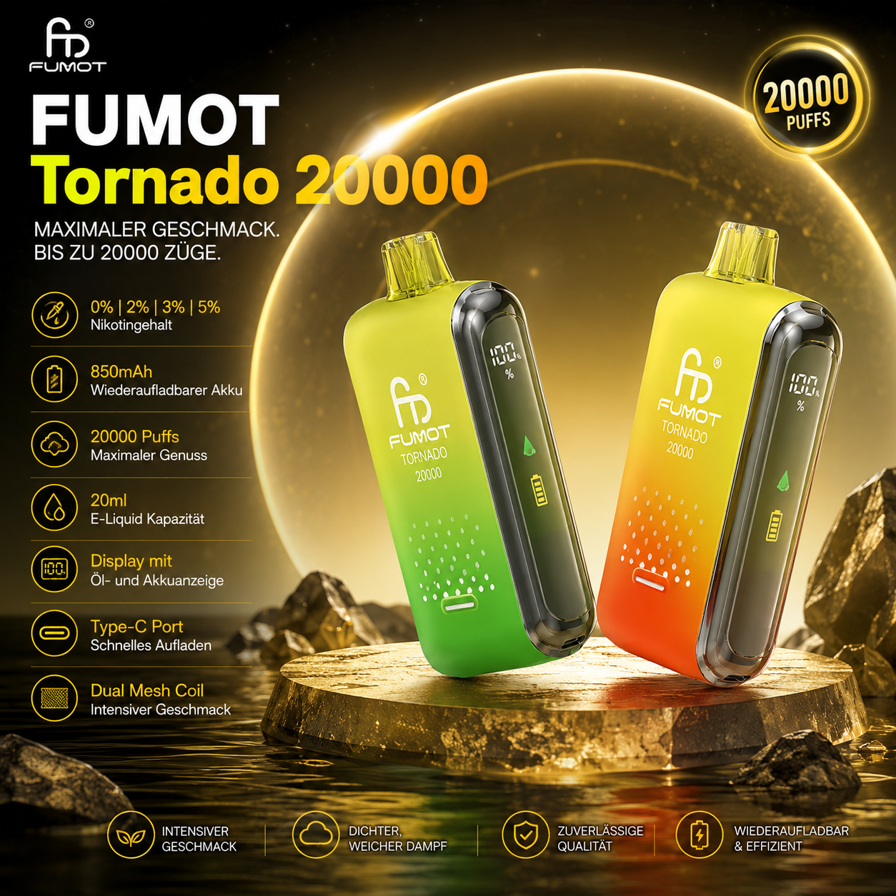 Fumot Tornado – 20.000 Trekjes – 2% Nicotine